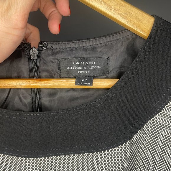 Tahari Arthur S. Levine - Black/White Sheath Dress - Size 2P - Picture 4 of 4